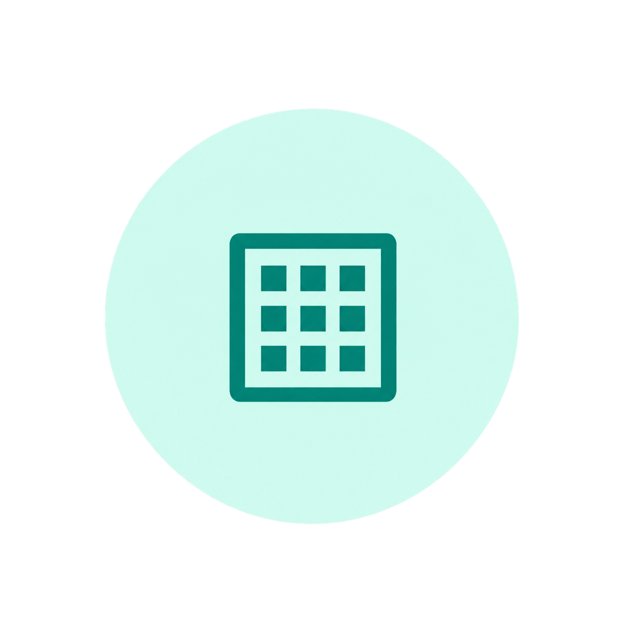 Mint Circle Grid Icon